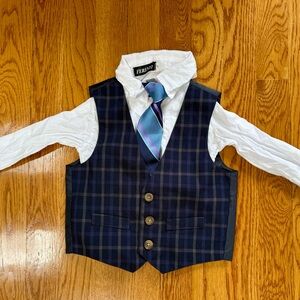 Kids Navy Plaid Vest Set with Tie (2T, like new)